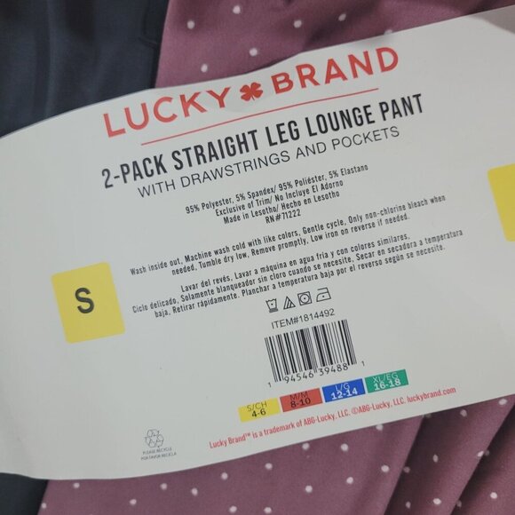 NEW Lucky Brand Womens 2-Pack Straight Leg Lounge Pants Small // 25PT - Picture 2 of 3